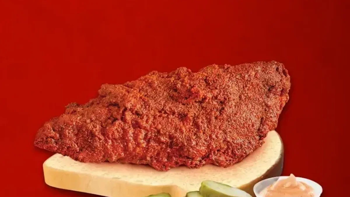 A Dave's Hot Chicken tender ordered No Spice — a kid-friendly option